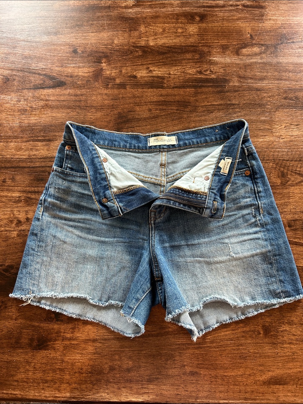 Madewell Light Blue Frayed Hem Denim Shorts
